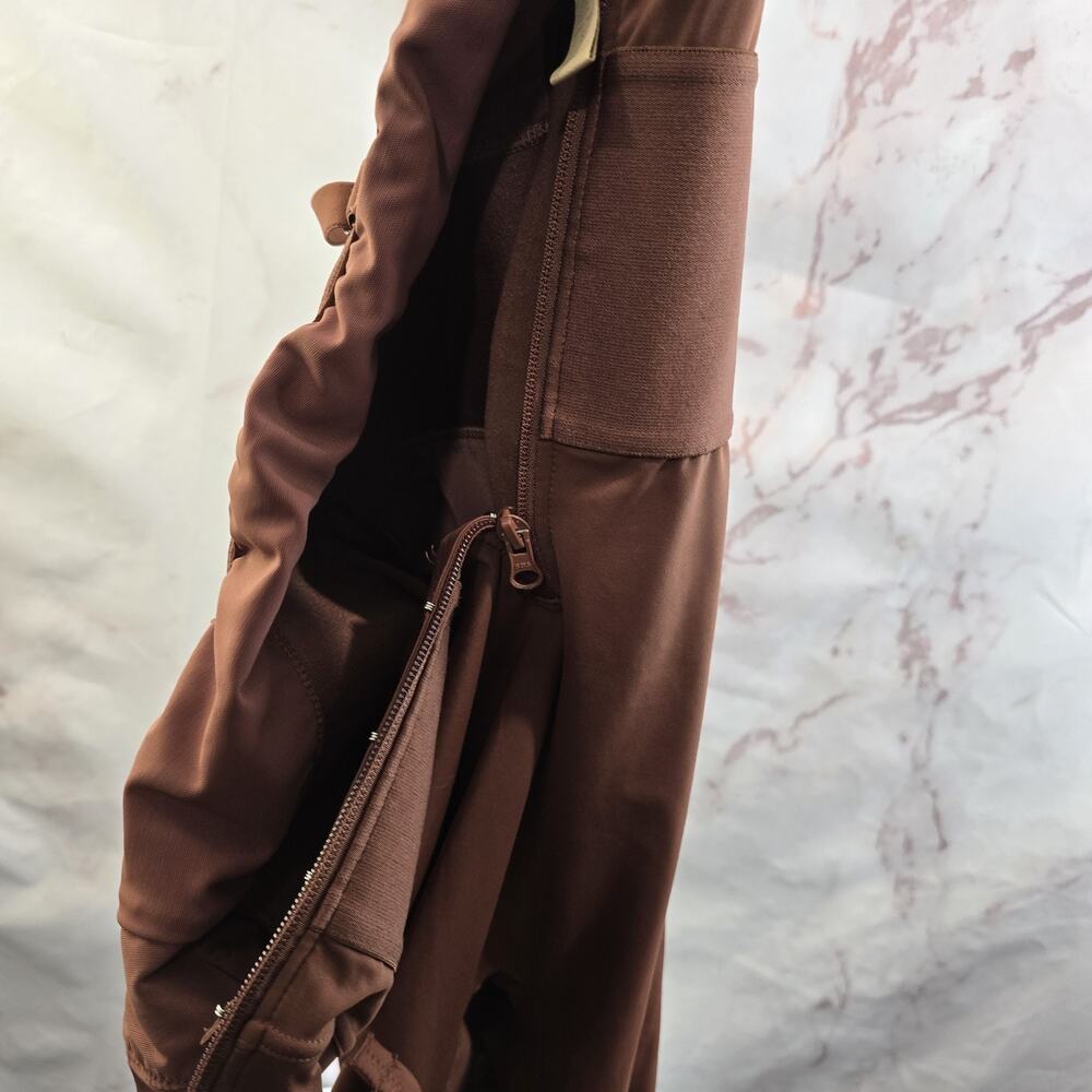 Shapellx Jumpsuit Womens Small Brown Crop Air Slim ElasticFuse Waistband Zip - Picture 11 of 16